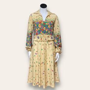 Spring Time Yellow Blouson Dress Queens Row  size 6